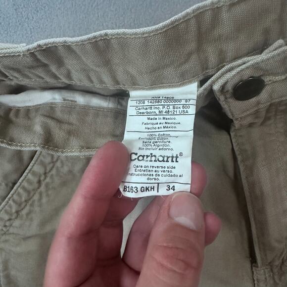 VTG Carhartt Shorts Mens 34 Tan Khaki Work Construction Painters Carpenters - Picture 4 of 12